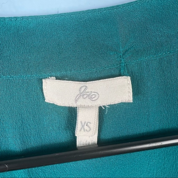 Joie 100% Silk Teal Blue Green Short Sleeve Pocket Dress Size XS Oversized - Picture 6 of 7